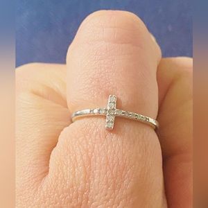 Diamond Cross Ring in Sterling Silver